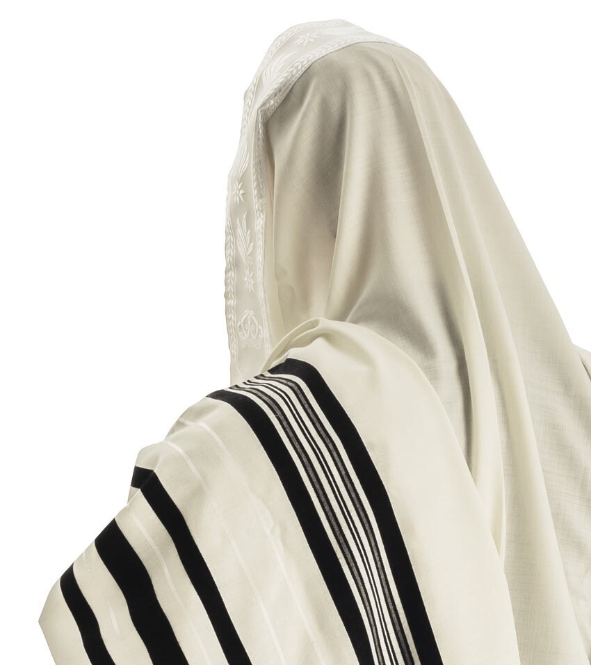 Jewish tallit made of 100% wool, black stripes, 150 x 200 cm