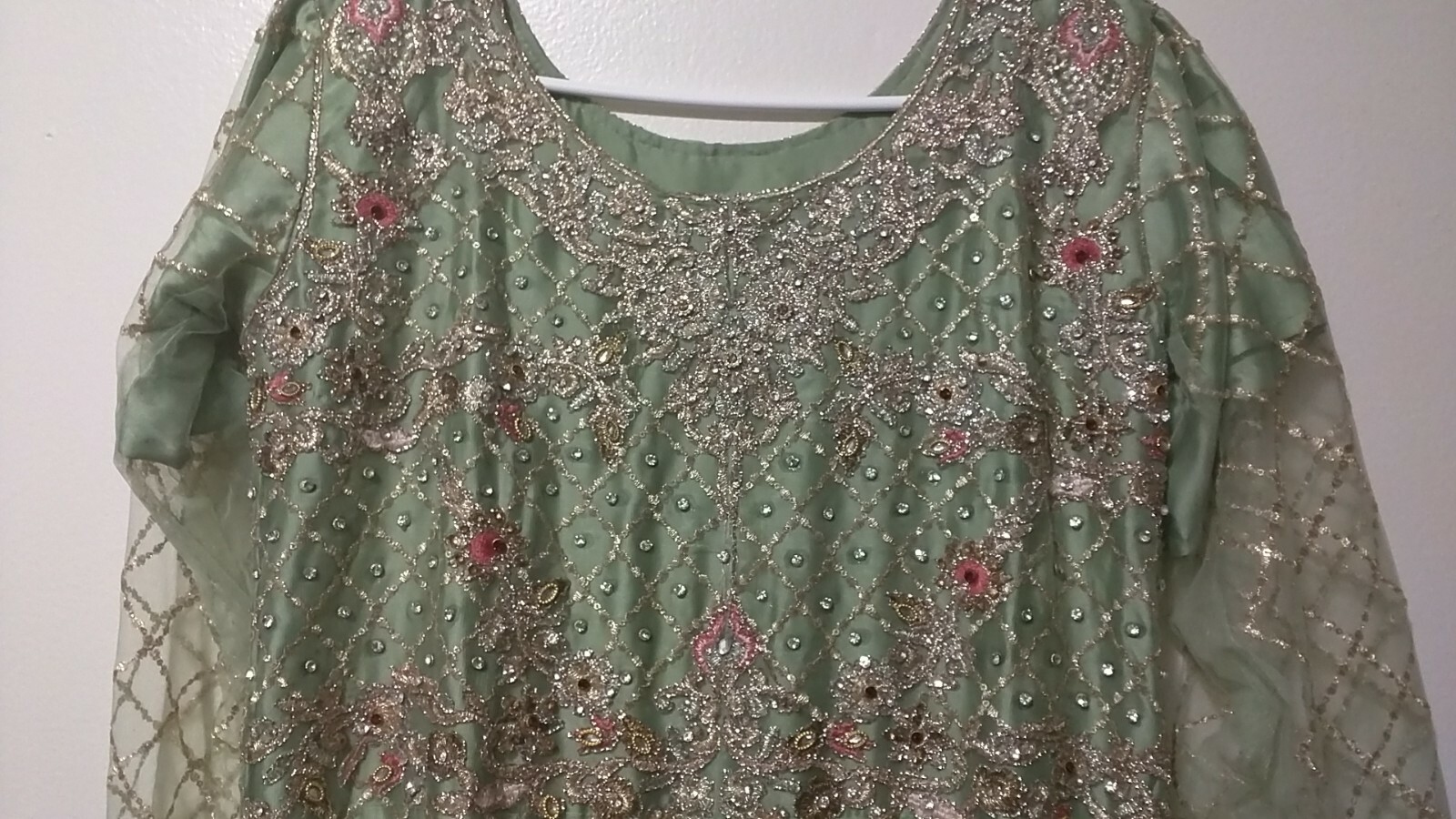 indian embroidery and stone work long gown dresses for women size 40