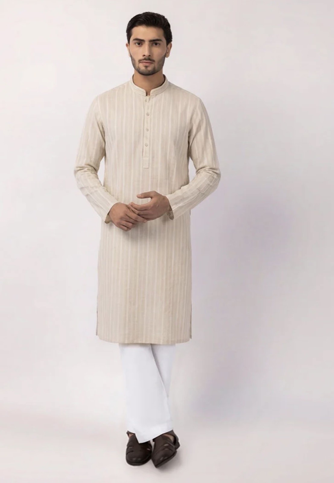 Junaid Jamshed J. Men’s Kurta Trousers Suit Medium Off-White Cotton, Brand New.
