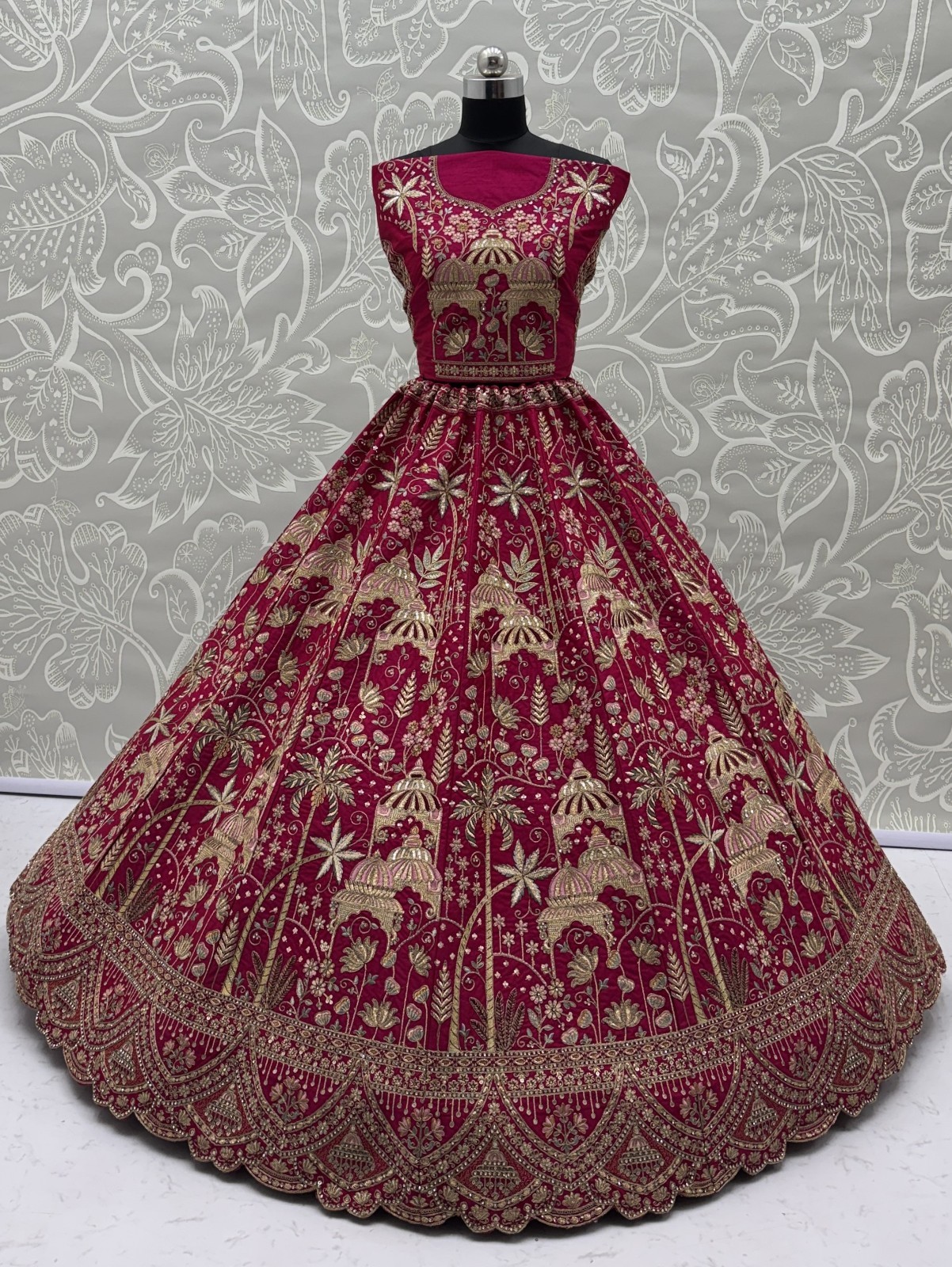 Silk Lehenga Choli Dori Thread Sequins Wedding Reception Party Outfit