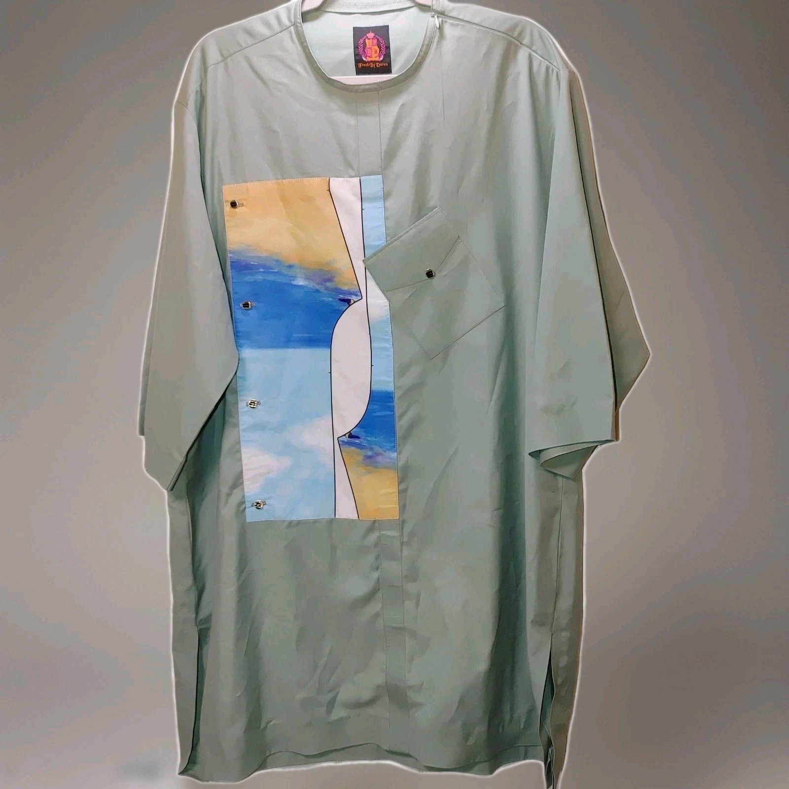 Fresh By Dotun London Traditional African Mens XXL Long Kaftan Elbow Sleeve