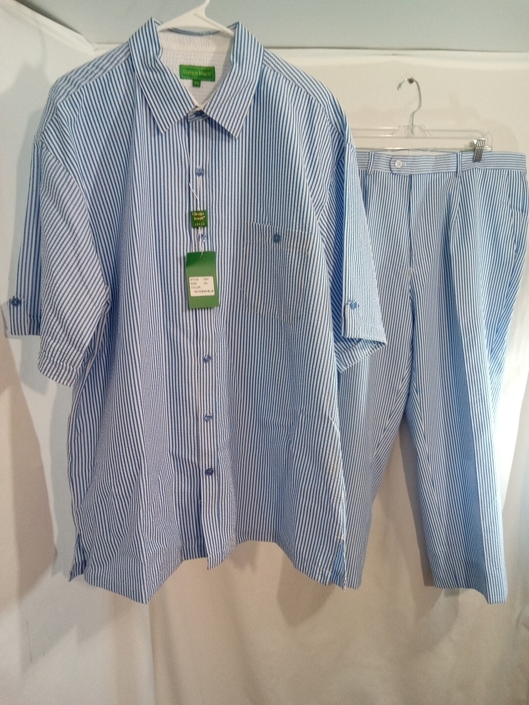 Mens Giorgio Inserti Stripe 2pc Walking Leisure Suit Blue/White..NWT