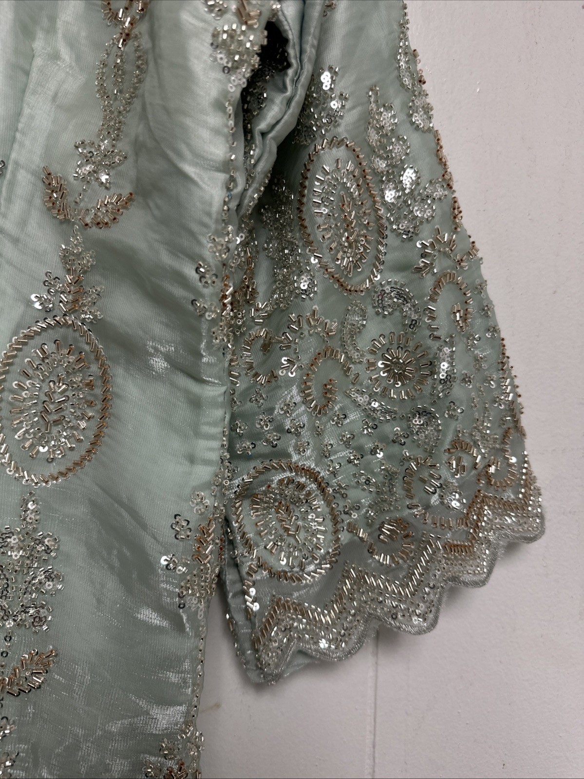 Women’s Heavy Embellished Mint Kurta 3/4 Sleeve Size S & Cream Anarkali Set