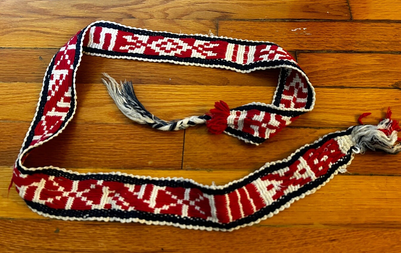 Artisan Handmade Embroidered Sash Belt Ceremonial Made in Mexico 44″ L