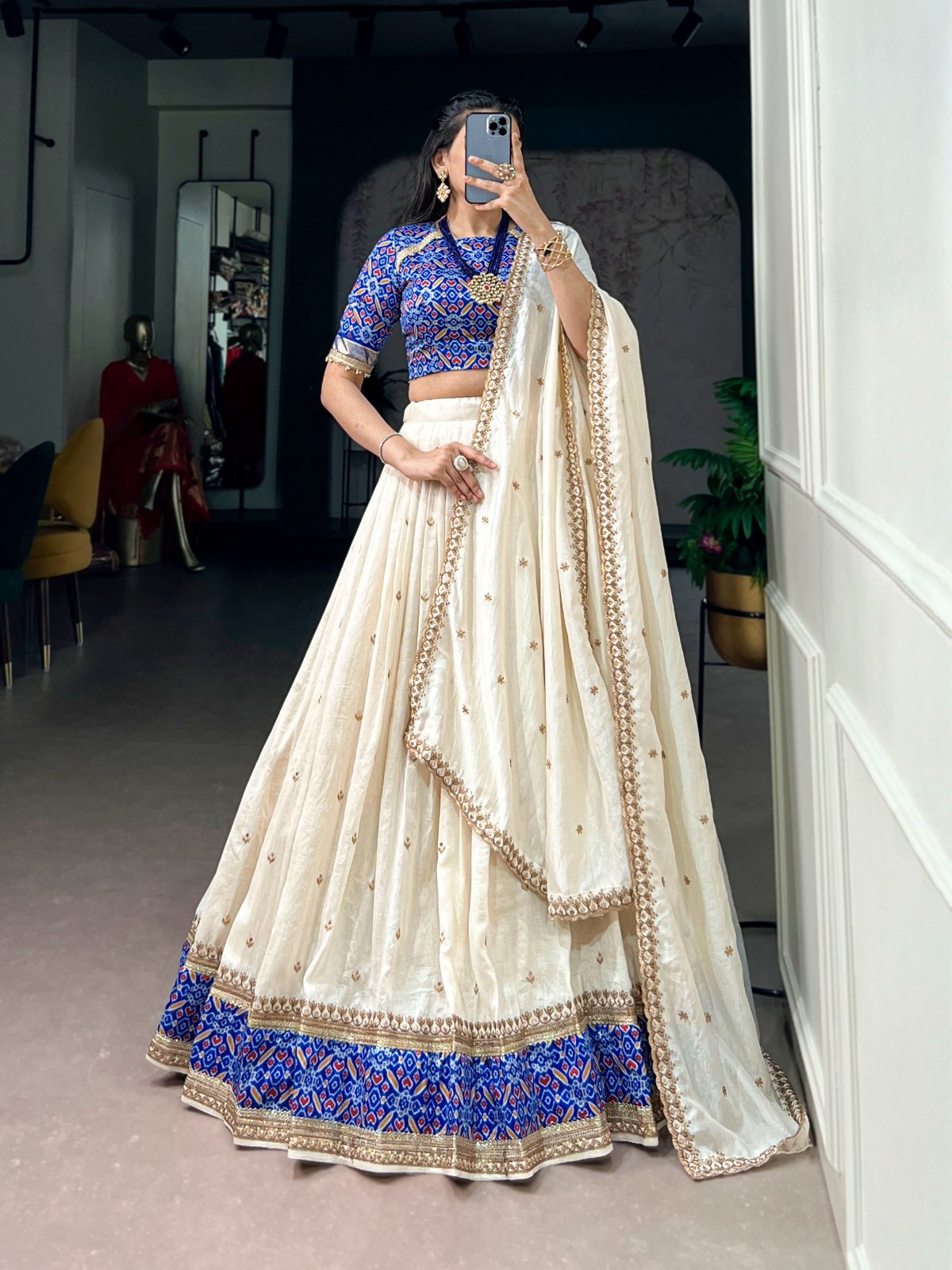 Women’s Vichitra Silk Lehenga Choli Garba Dandiya Festival Wear
