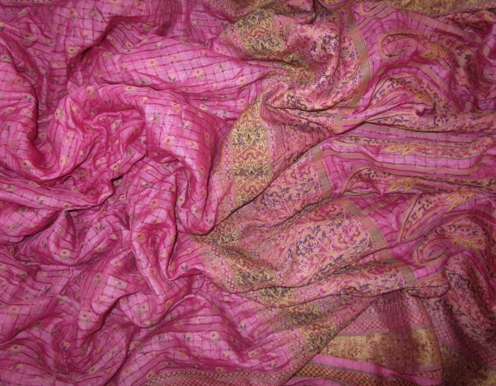 BVH WEARABLE PURE SILK Vintage Sari Saree 5yds