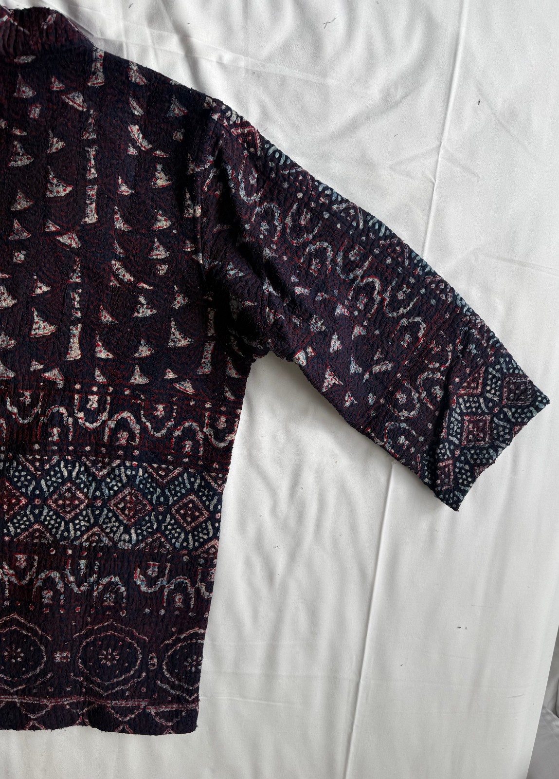 Indigo Quilted Kimono Jacket | Boho Cotton Coat | Handmade Kantha Style Layering