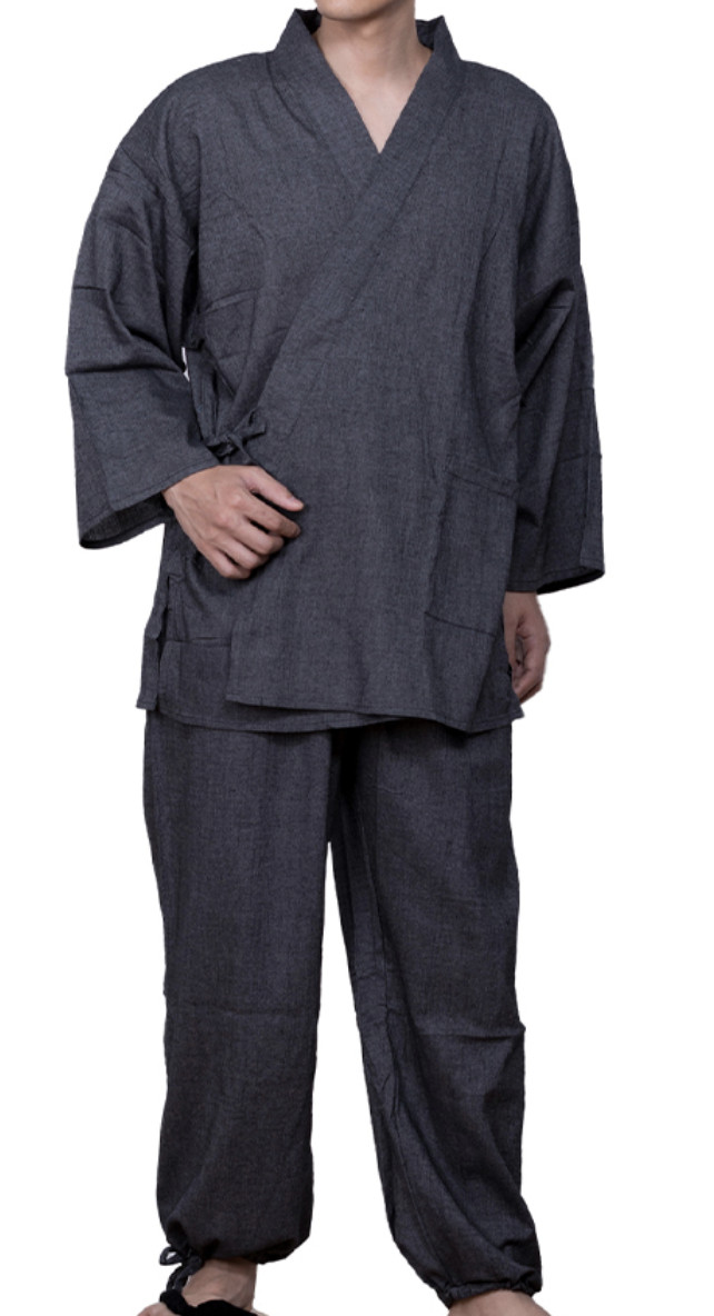 Japanese SAMUE Men’s Traditional work Wear YORYU Cotton Kimono Gray from JAPAN