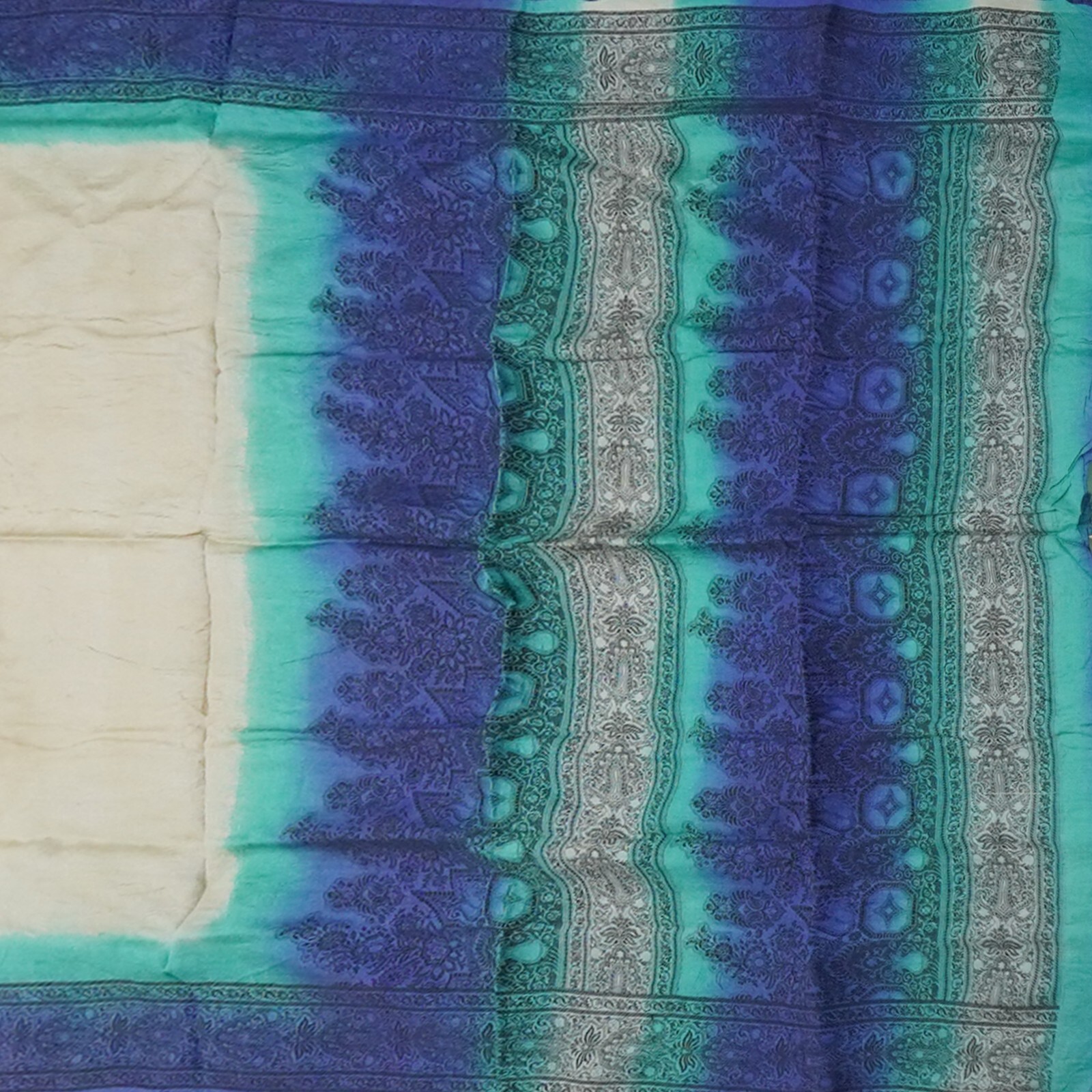 Namaste Vintage Beige Sarees 100% Pure Silk Woven Indian Sari 5YD Craft Fabric