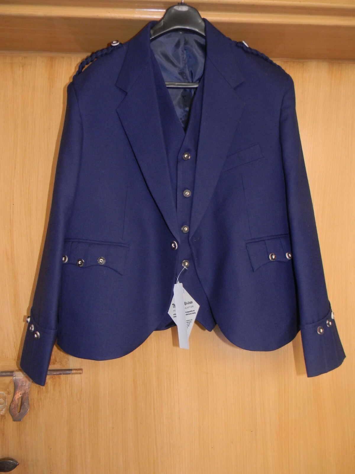 Argyle kilt Jacket & Waistcoat/Vest, Scottish Argyle Jacket Blue Mixed Wool