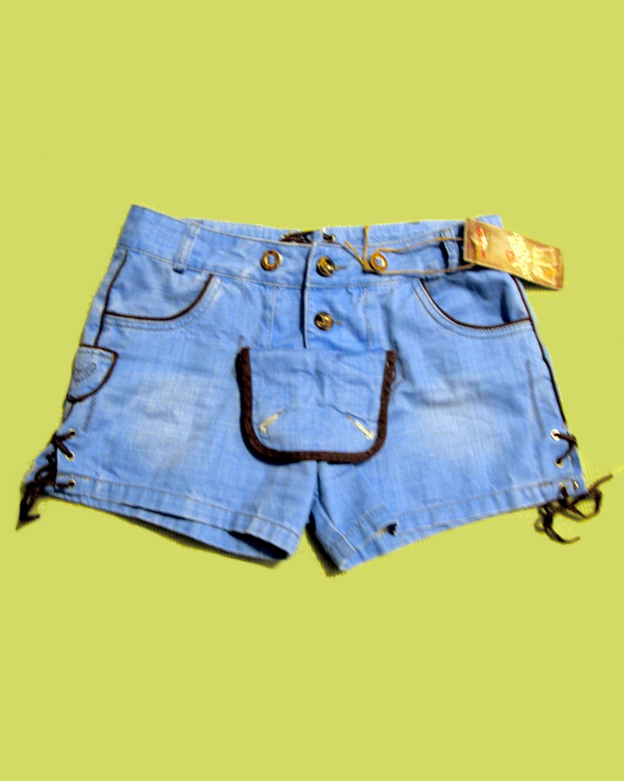 Stockerpoint Light Blue Cotton Lederhosen Jeans Shorts Size M 40 (34 Waist)