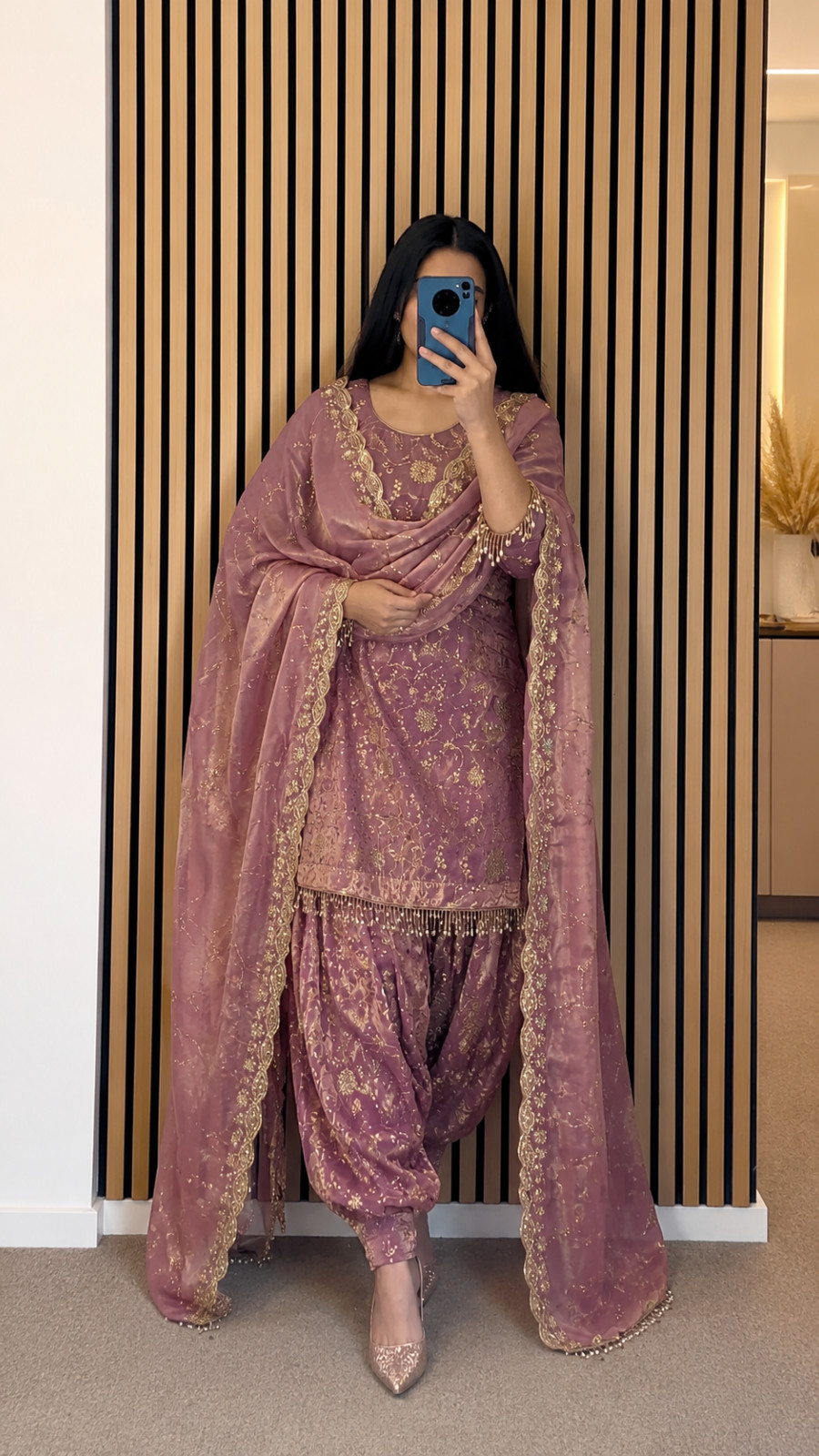 Designer PURE FRENDY SILK Kurta Palazzo Suit Indian Wedding Party Wear Ready