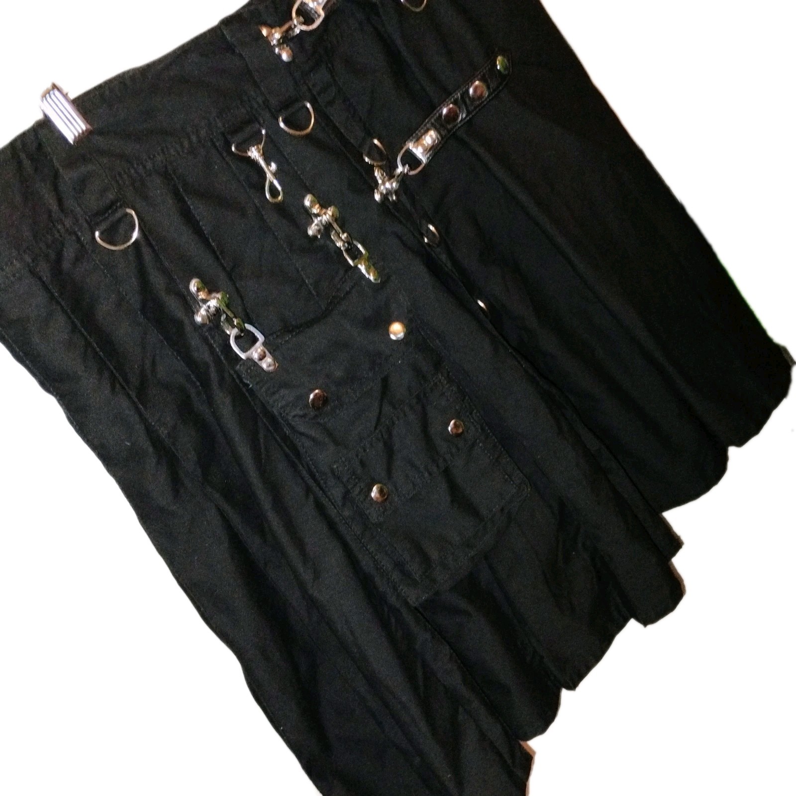 Scottish Unique Shop Grand Gothic Utility Kilt Black Cotton Men Size 42 Accents
