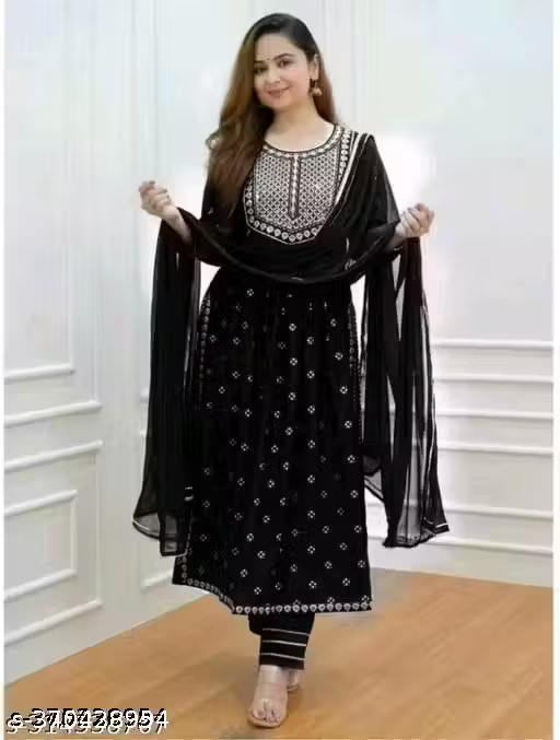 Embroidered Suit Set Women Ethnic Wear Daily, Party Wear Kurta Set Suit Set