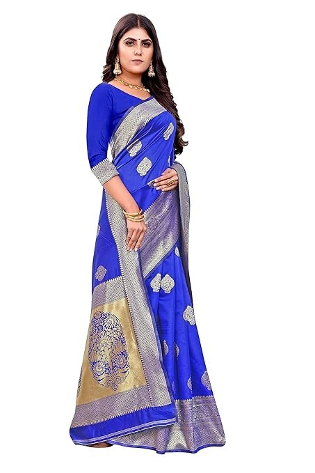 Women’s Pure Kanjivaram Silk Saree Soft Design With Blouse Piece For Wedding