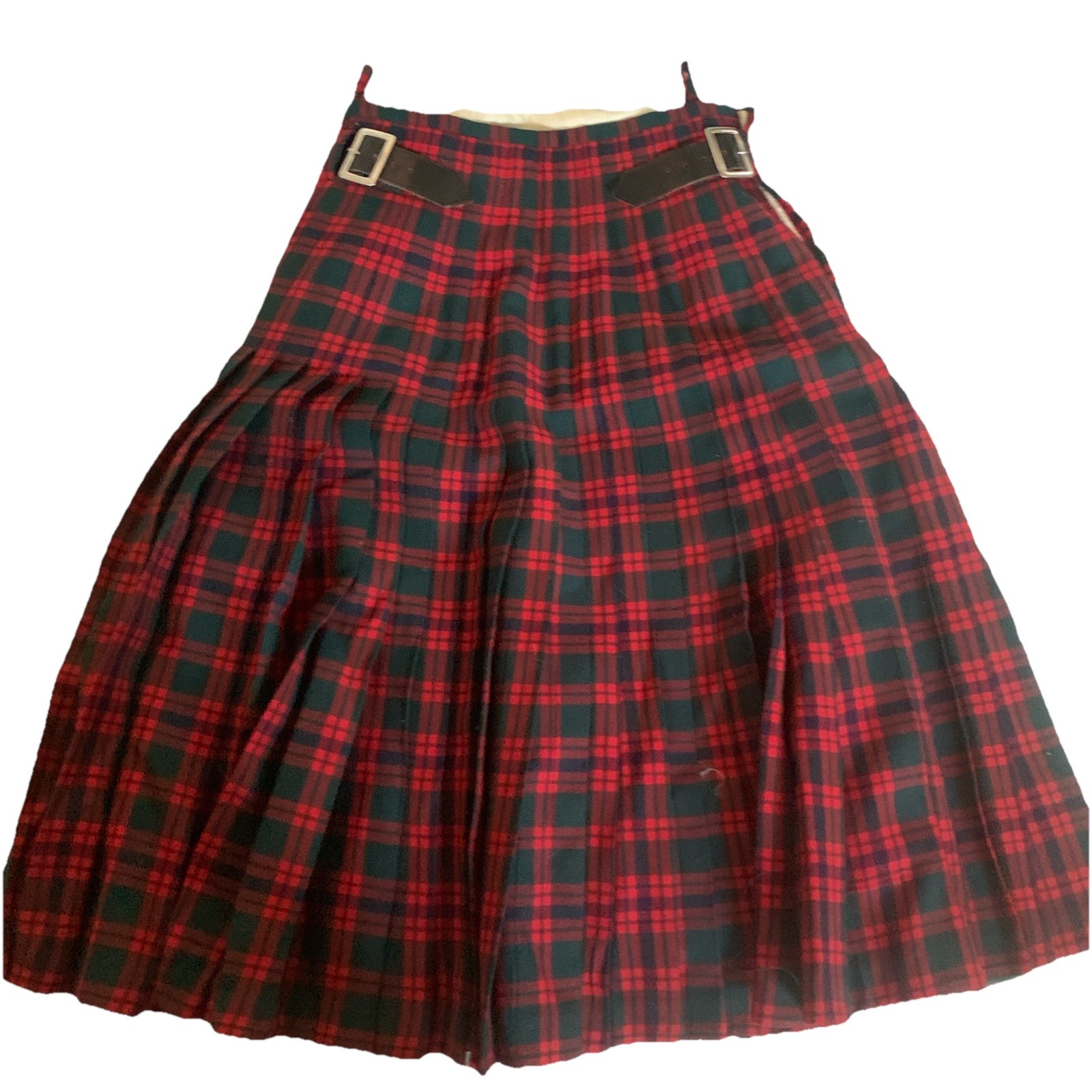 Vtg 1954 Authentic Kilt Macintosh Plaid Wool Hand Tailored Inverness Sz 8 Red