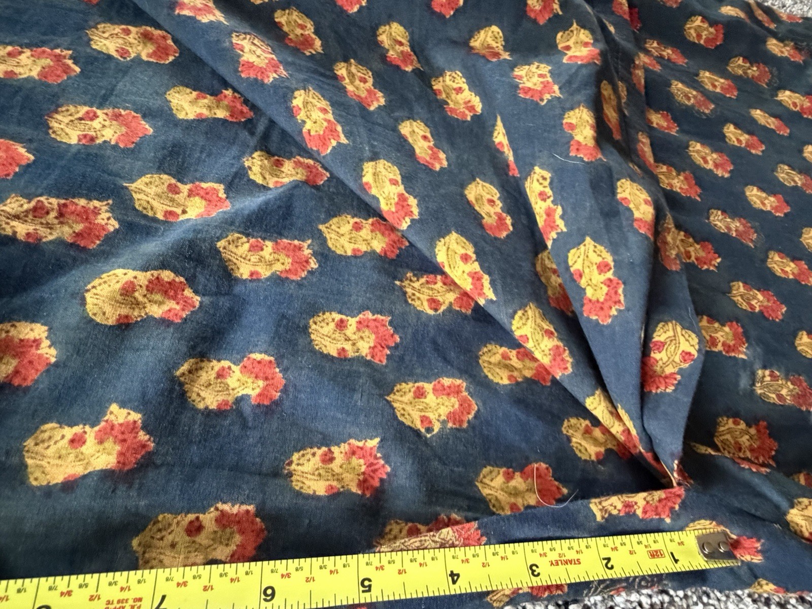 Hand Embroidered Indian Kurti Navy Beaded Tunic Dress Slit Sides Sz M Simple