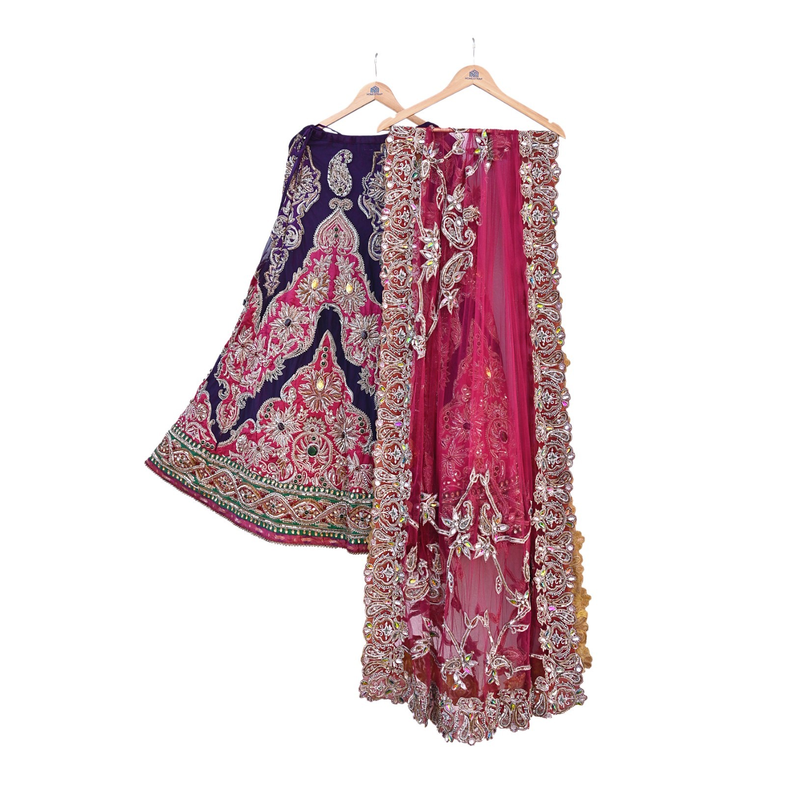 Indian Heavy Wedding purple, Pink Hand Embroidered Designer Lehenga 2pcs Set
