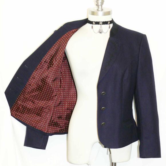 BOILED WOOL German JACKET Over Coat Women Dress Career Blazer BLUE B40″ 10 M