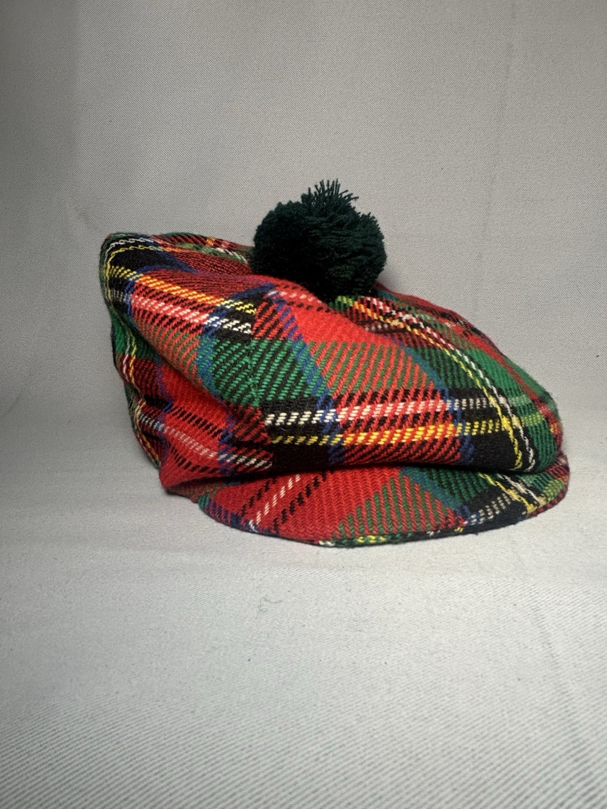 VTG Foxhunter Hand Tailored Wool Tartan Plaid Cap Pm Beret Ireland 7 1/8 Tam Hat