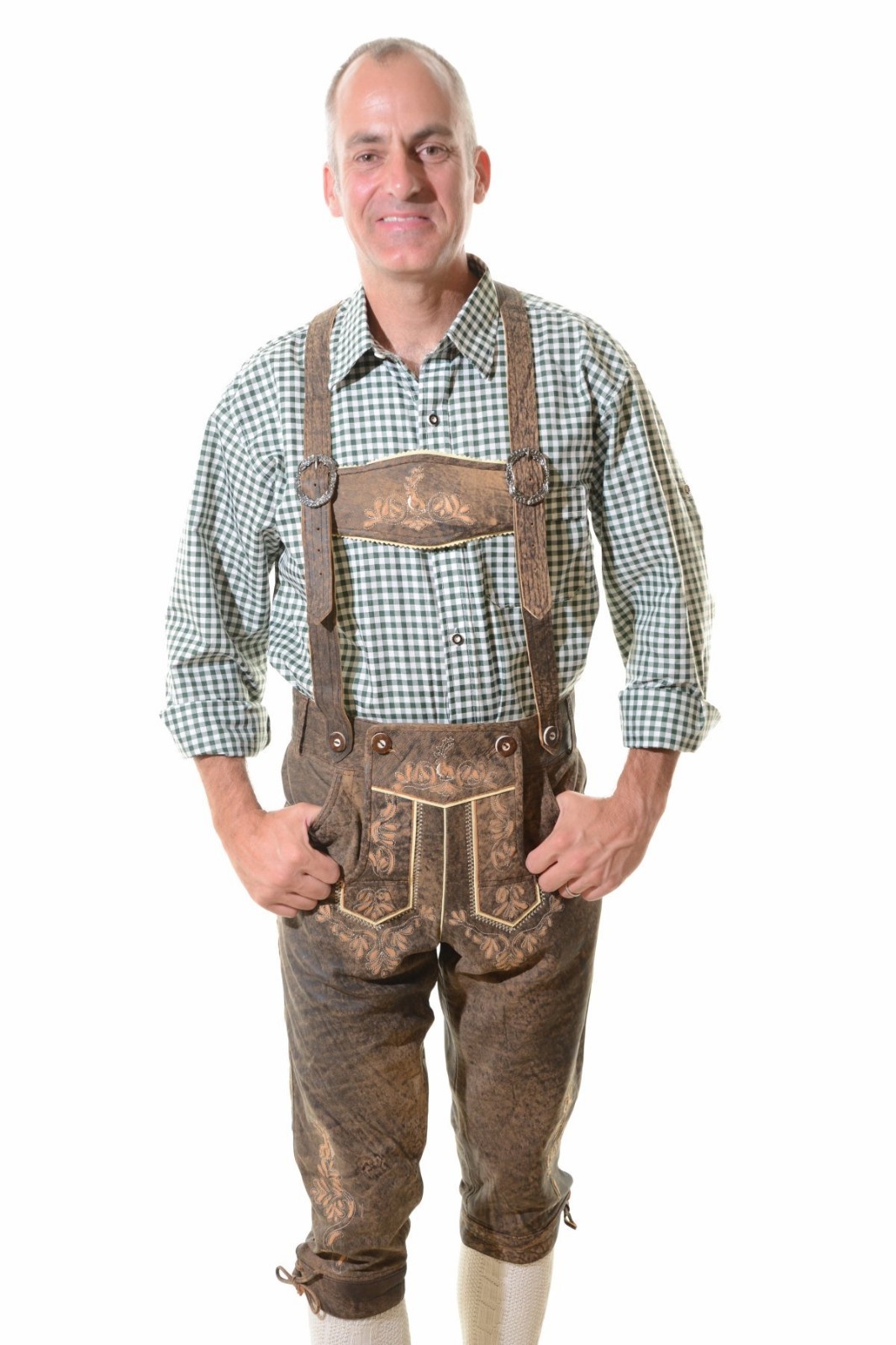 Bavarian Oktoberfest Lederhosen Antique Lamb Leather Tracht Bundhosen #HMBRG