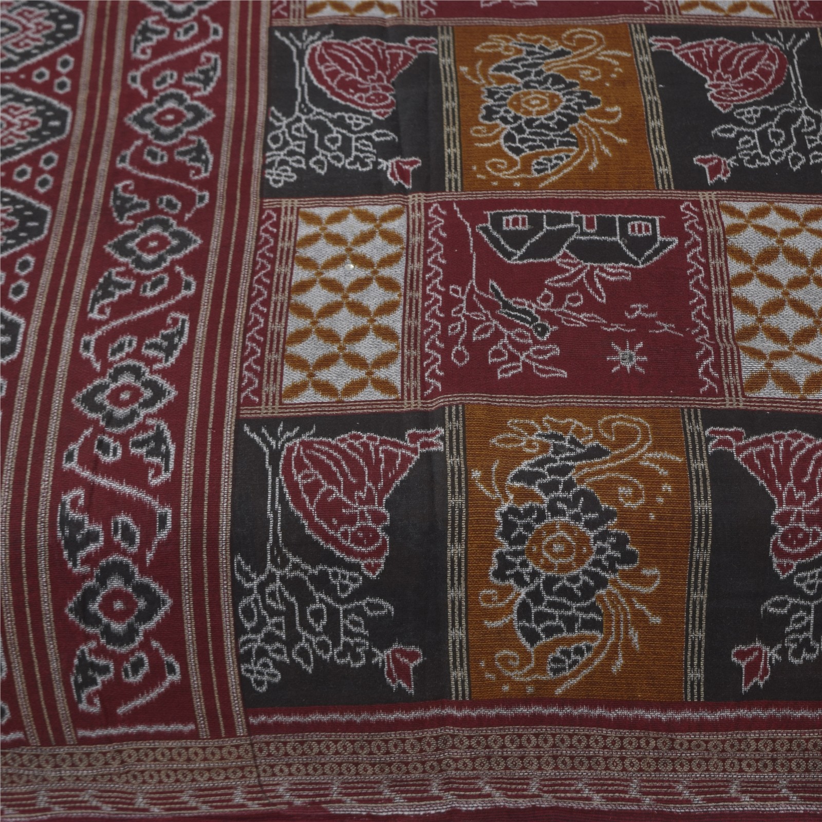 Sanskriti Vintage Sarees Pure Cotton Women/Bird Printed Sari 5+Yd Craft Fabric