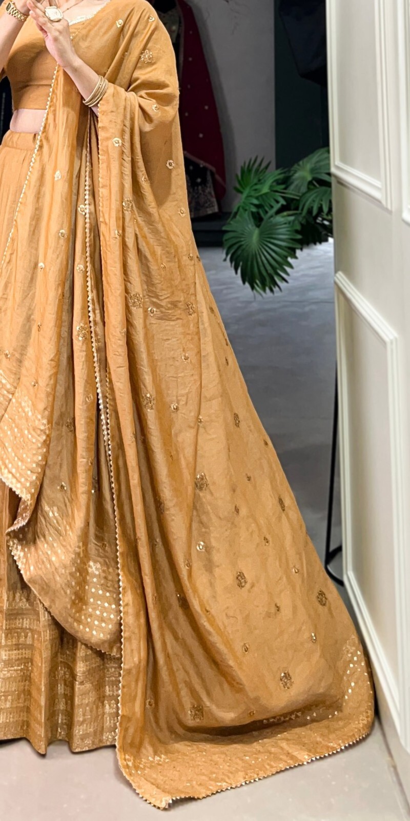 Indian Designer Chanderi Lehenga Choli With Dupatta For Wedding