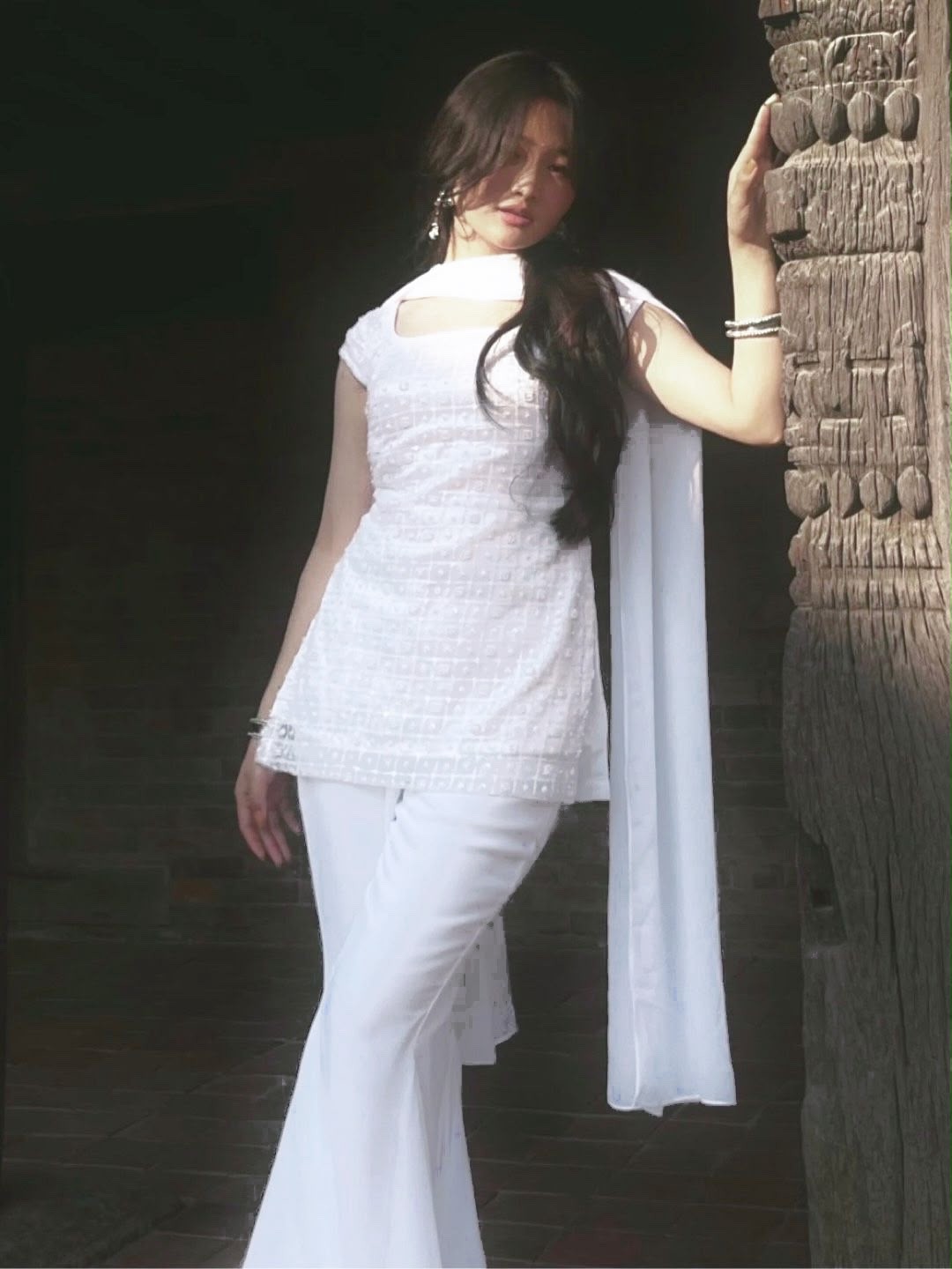 Women’s Embroidered Georgette Top with Bootcut Pants & Dupatta | Indian Suit