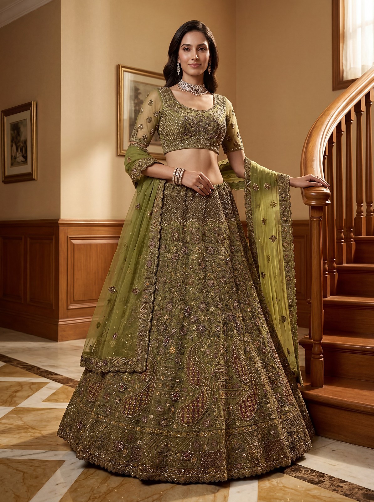 Bridal Net Lehenga Choli Bridal Reception Outfit