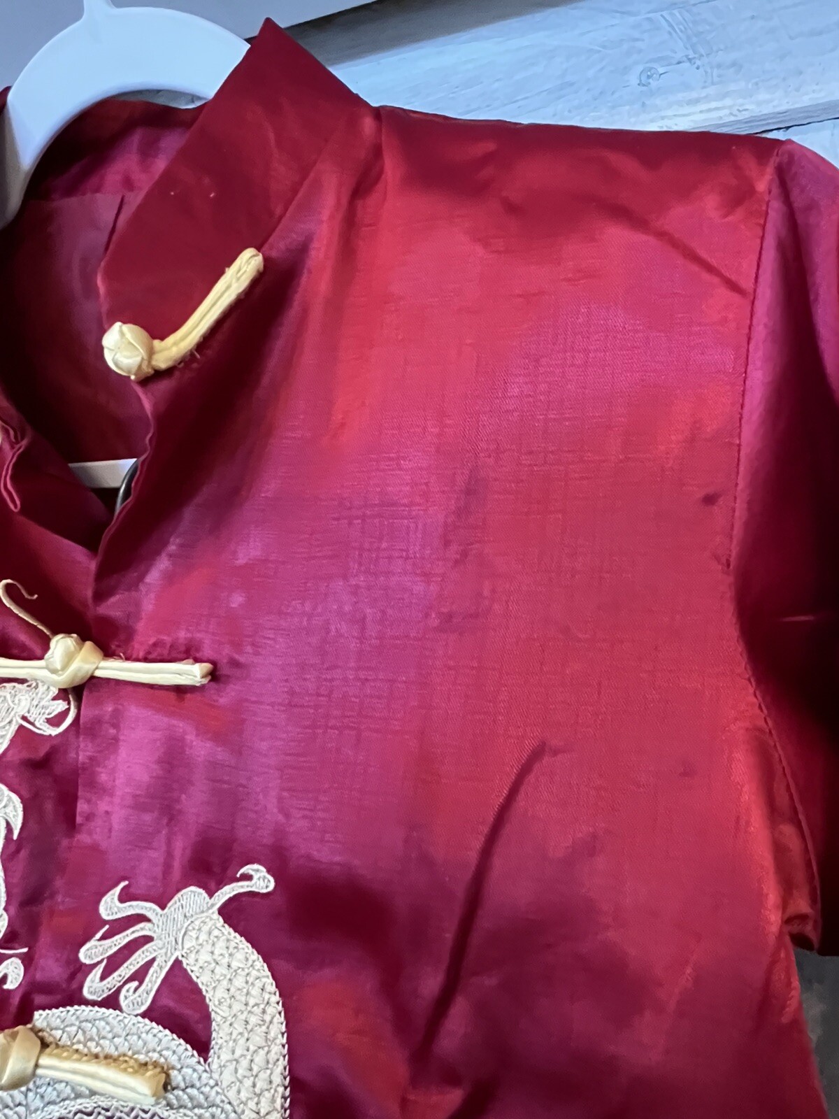 Chinese New Year Embroidered Boy’s Dragon Tang Uniform – Red & Gold Size 14