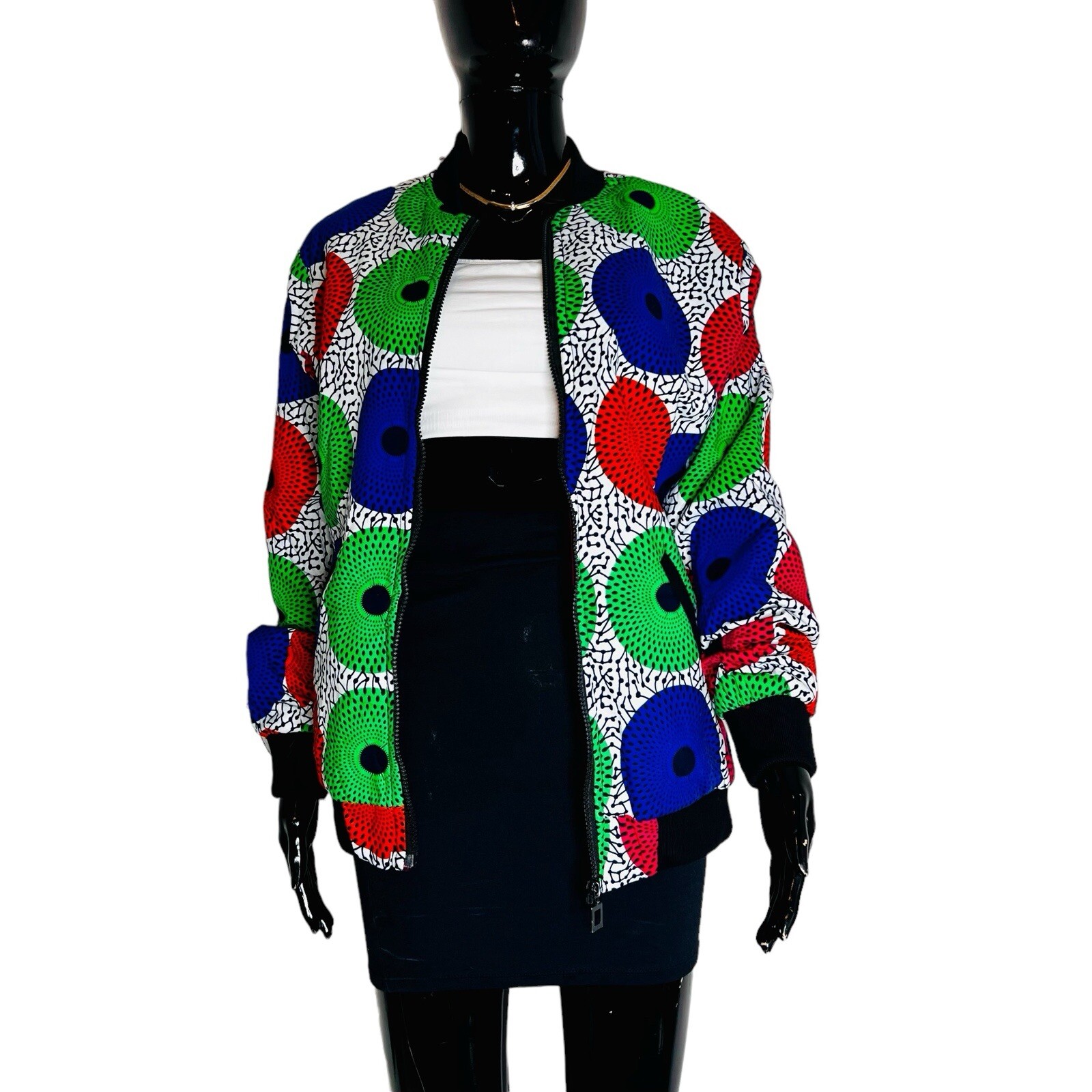 Circular African Print Unisex Multicolor Zip Up Jacket