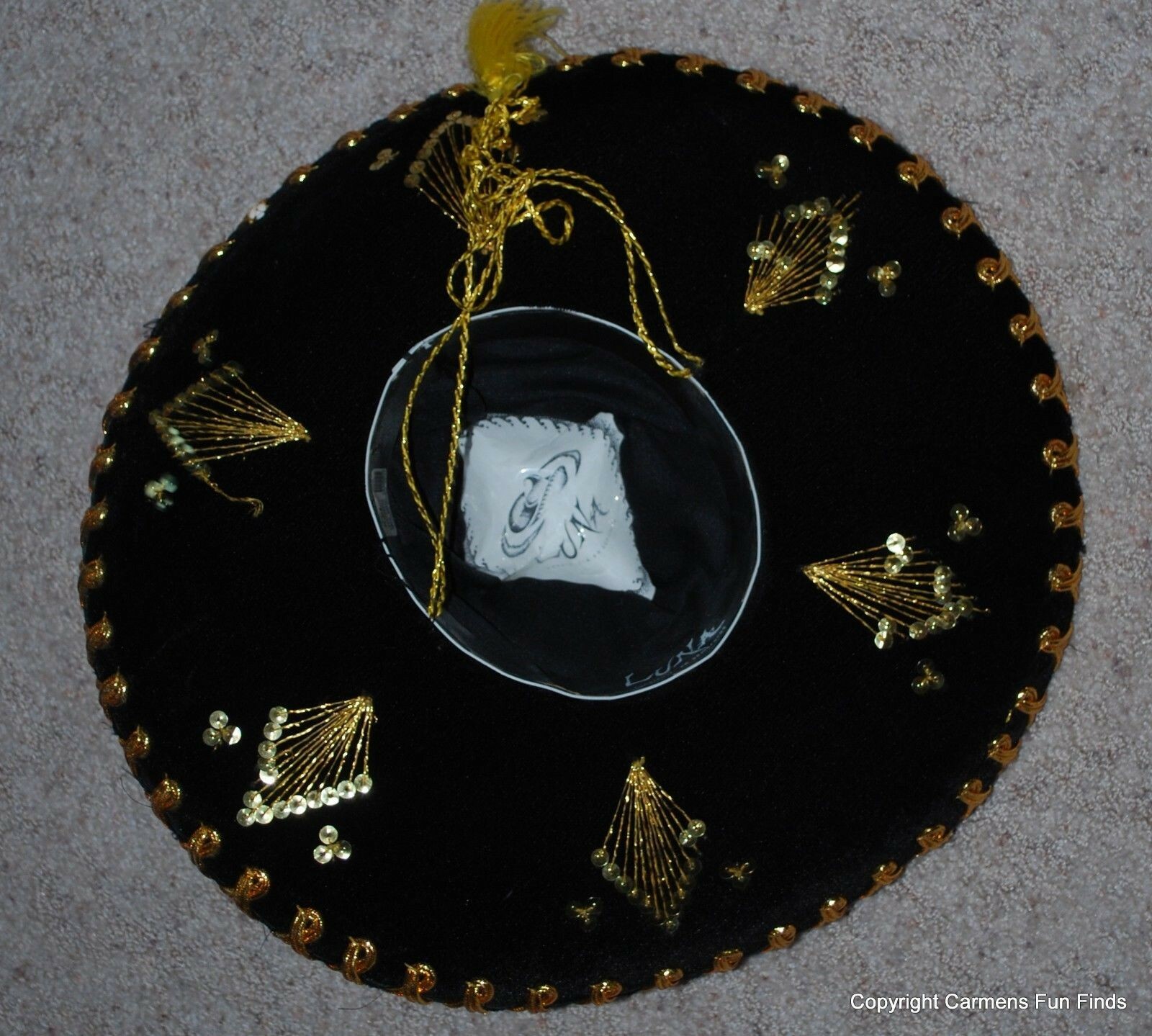 Luna Child’s Mexican Sombrero Black with Gold Trim 2001 nice