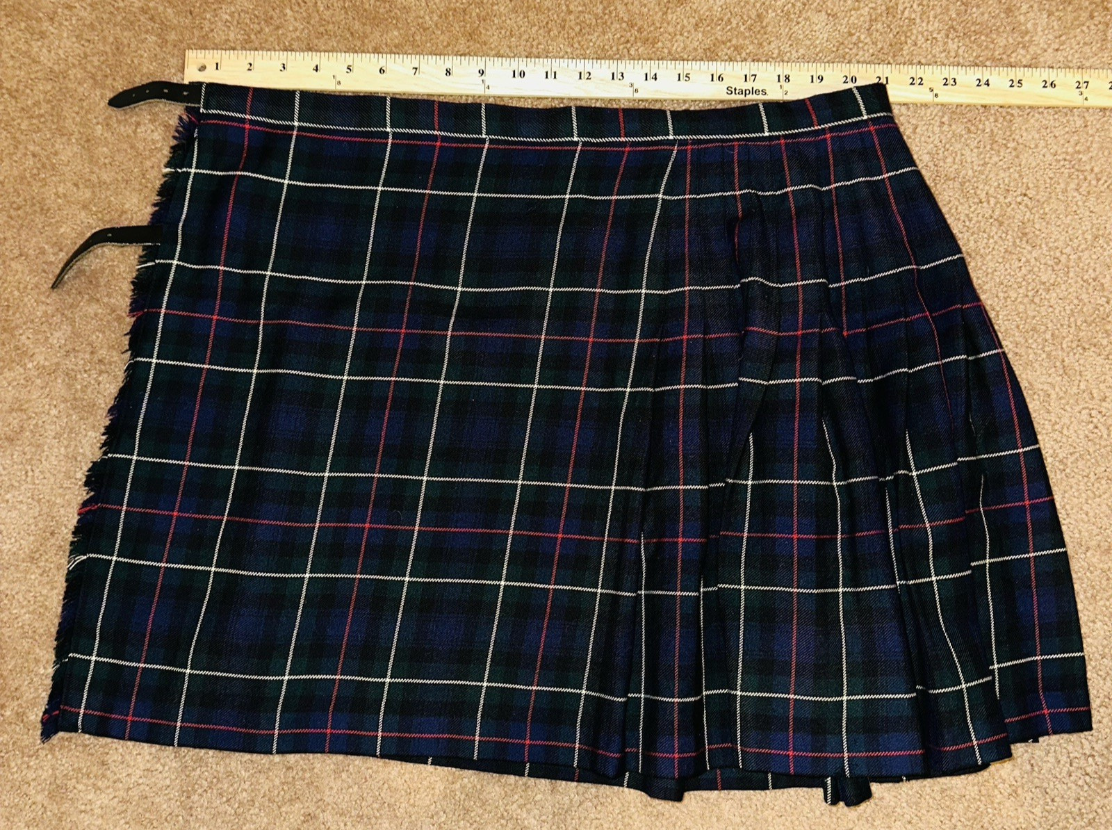 Vintage Hector Russell Tartan Kilt Skirt Made in Scotland Pure New Wool 26 Waist