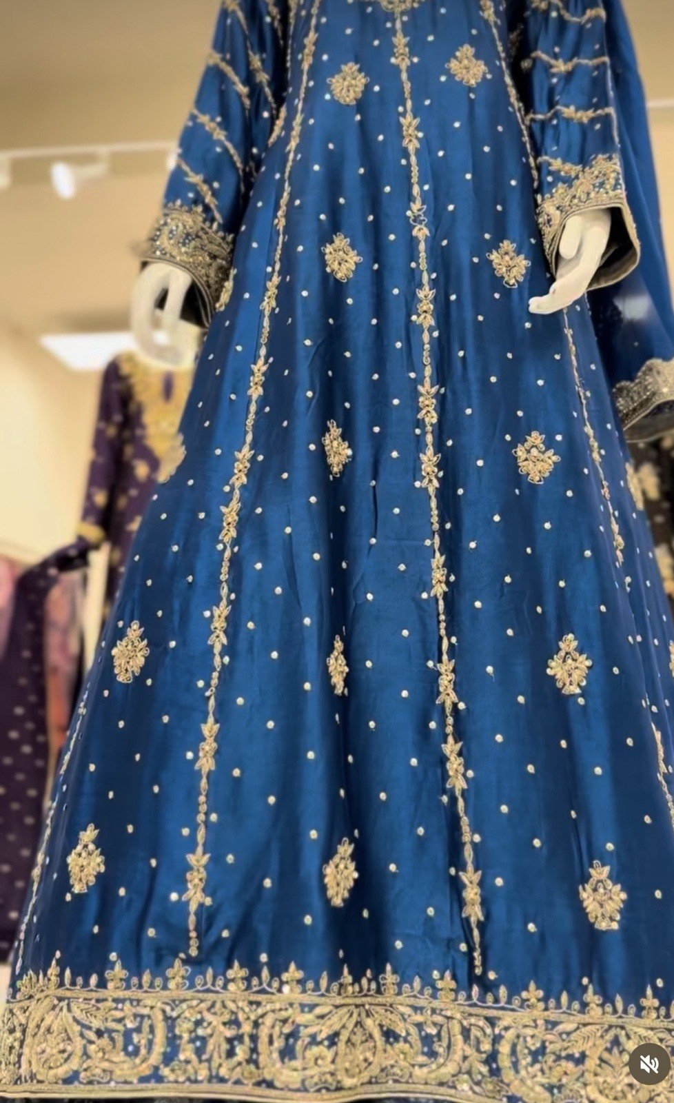 Handmade Women’s Blue Silk Satin Lengha with zipper in the back