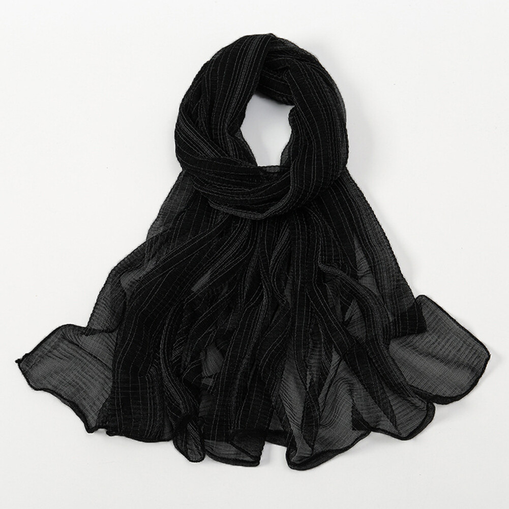 Women Shimmer Scarf Stripe Headscarves Shawls and Wraps Muslim Headwraps Fashion