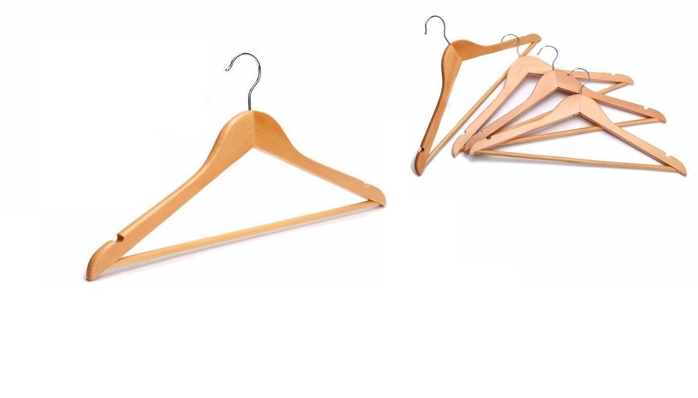 @ Wooden Hanger Cut Notches Hook 5 Pieces For Clothes Q545