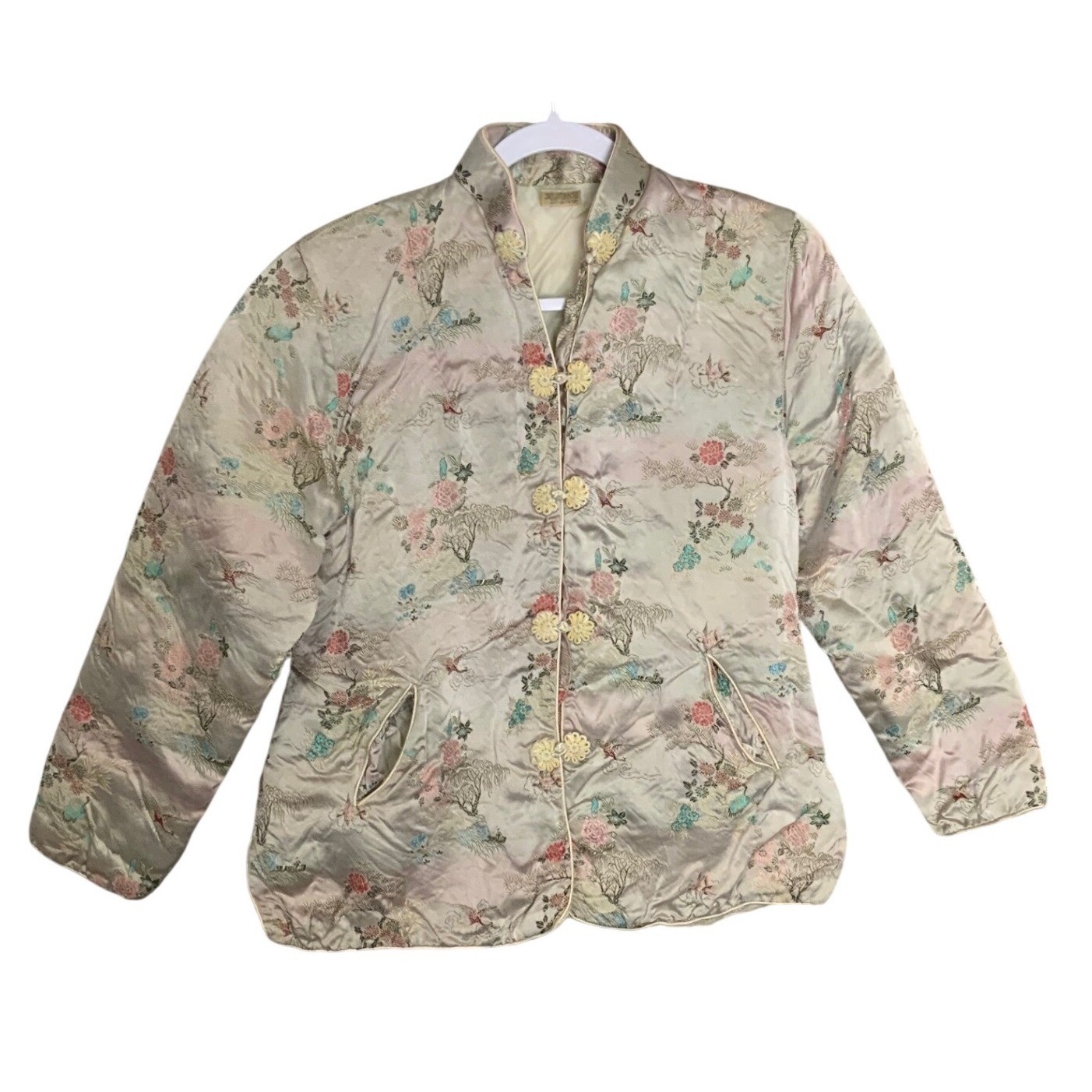 Vintage Fans of S.F. Womens Floral Jacket 100% Rayon Hong Kong Size L