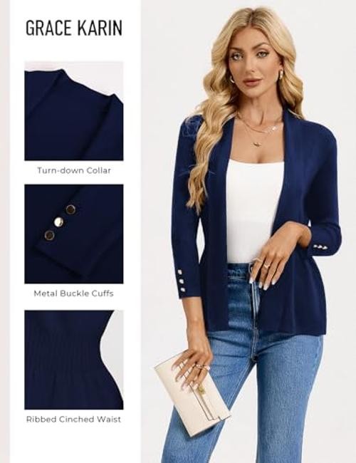Cardigan for Women Trendy Lightweight Knit Sweaters Open XX-Large Navy Blue