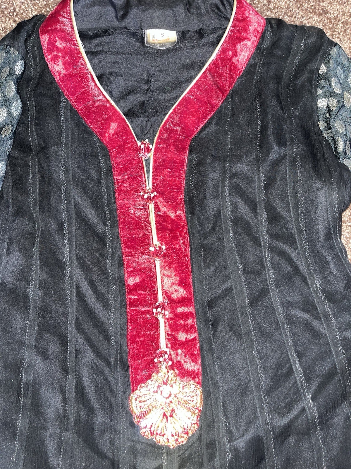 Anarkali Dress Black Maroon Gold Indian Bollywood Ethnic Gown Party