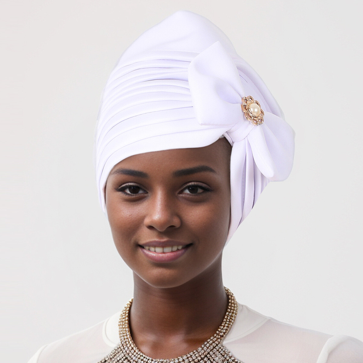 African Auto Gele Headtie Cap Head Cover Wrap Bowknot Bonnet Islamic Headwear