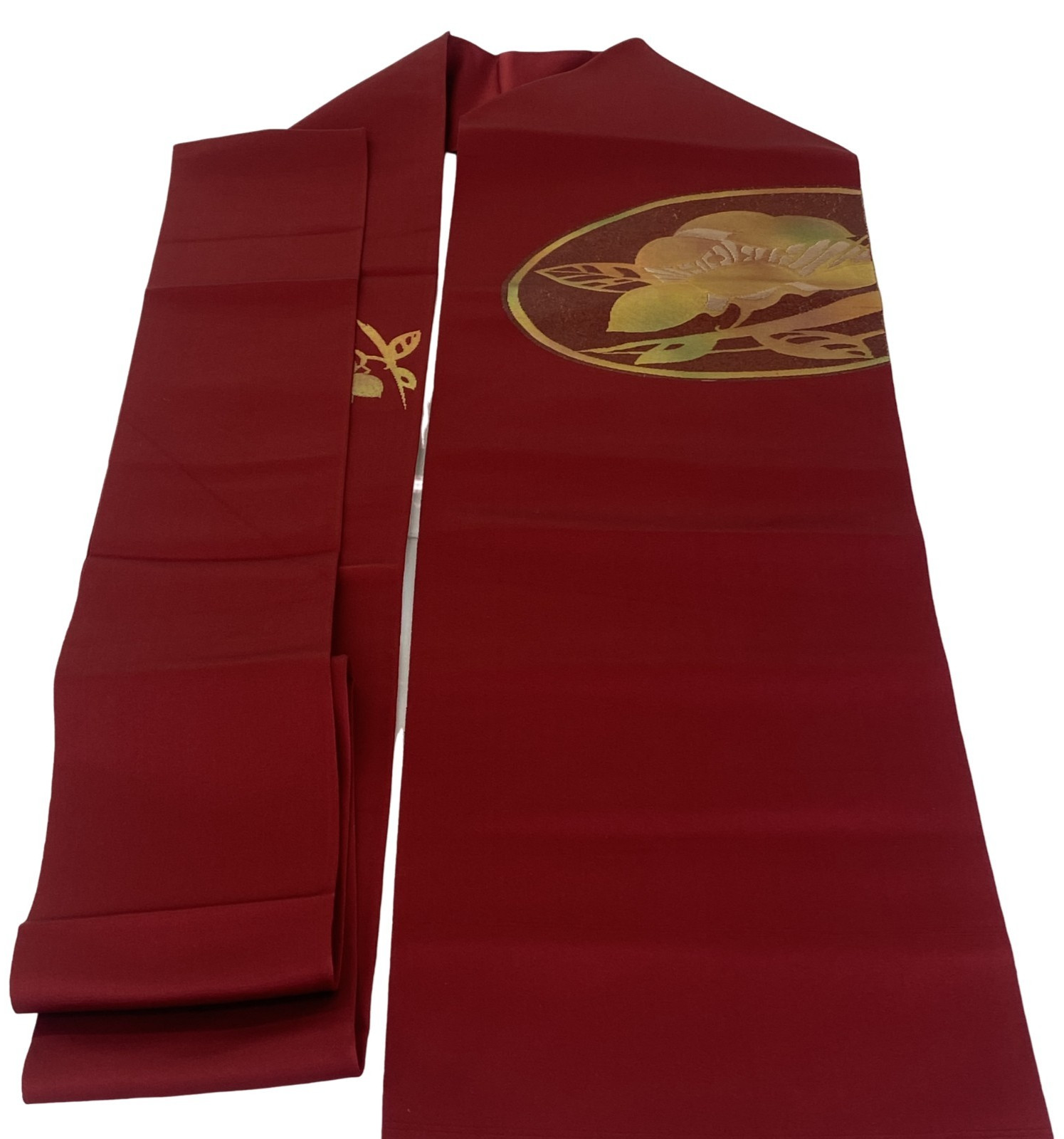 Japanese Vintage Kimono Nagoya Obi Silk Red Traditional Authentic 133 x11 in