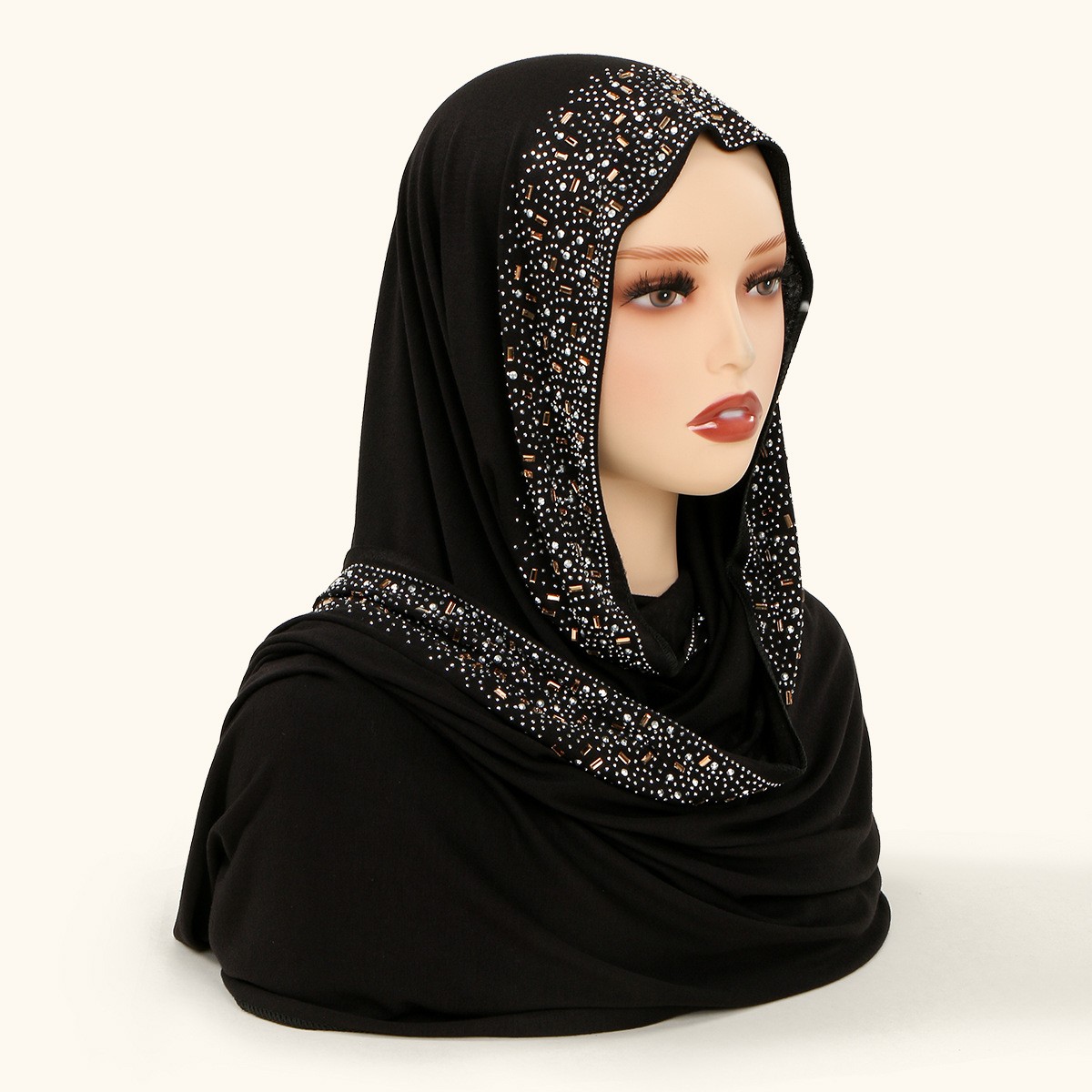 Dubai Women Hijab Shawl Long Scarf Elegant Malaysia Solid Color Diamond Scarves