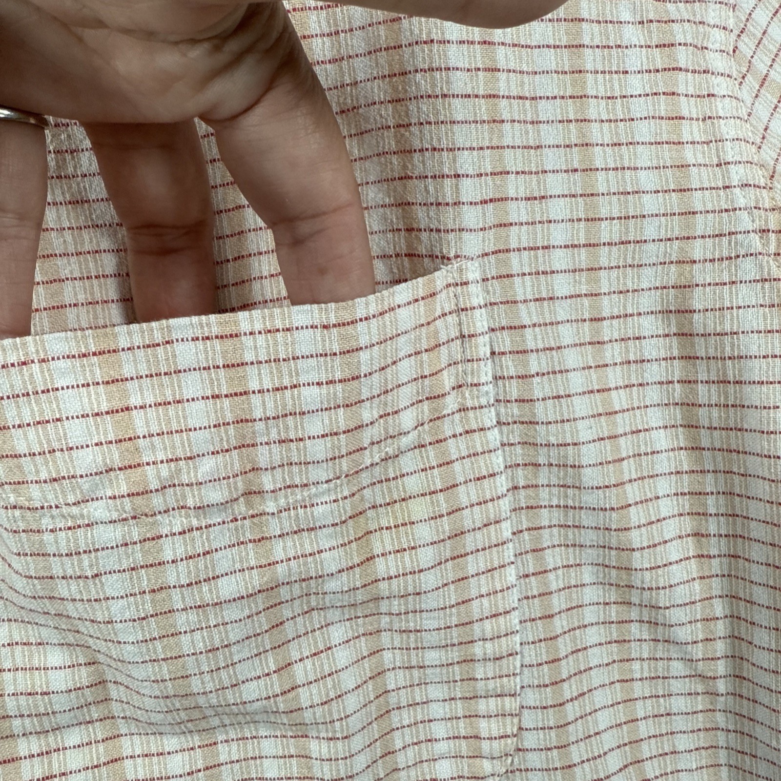 Fabindia Kurta Shirt Mens 44 Striped Cotton Button Short Sleeve Pocket India