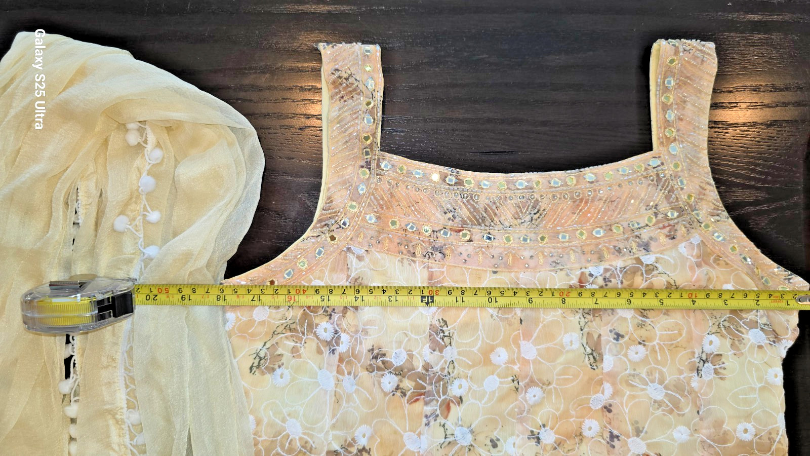 BNWT Chiffon Silk Anarkali Pant Suit 3pc Pastel Yellow Haldi Medium Size Dress