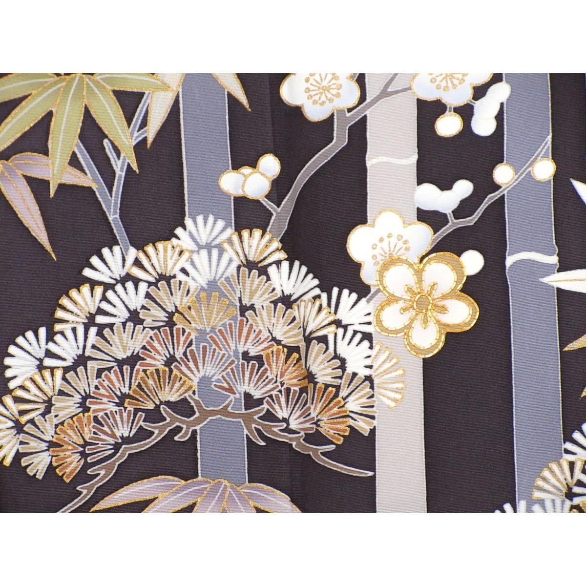 Authentic Japanese Kimono, Yuzen dyeing with gold leaf and embroidery, grada…