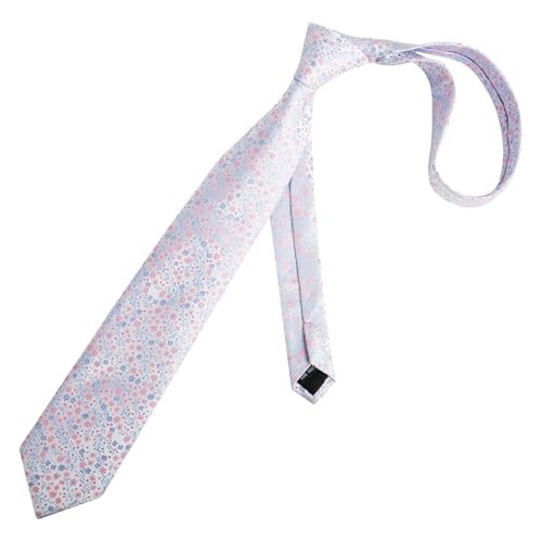 Mens 3.15inches Exquisite Floral Tie with Small B142-light Blue/ Hot Pink