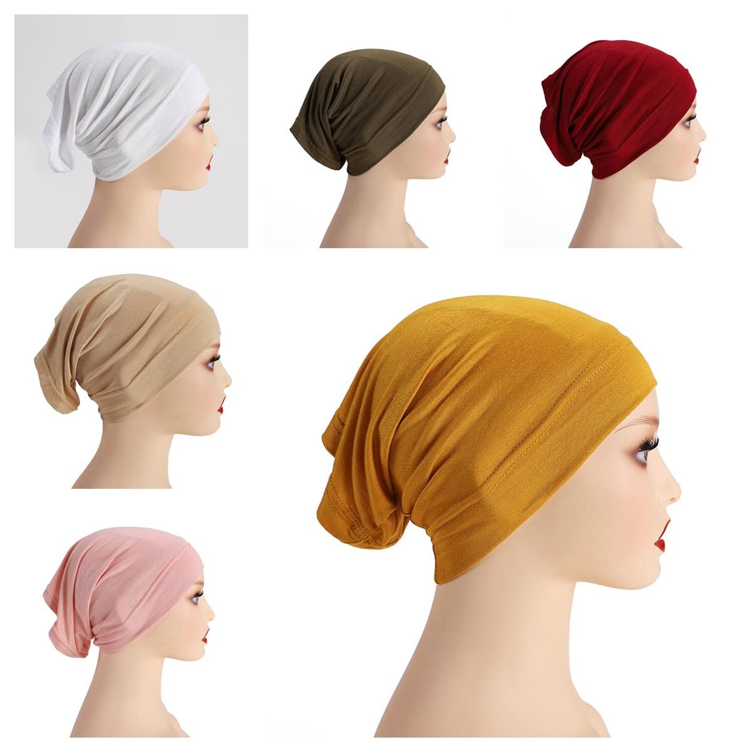 6 Pieces Inner Hijab Cap for Women Islam Muslim Turban Under Scarf Undercap S…