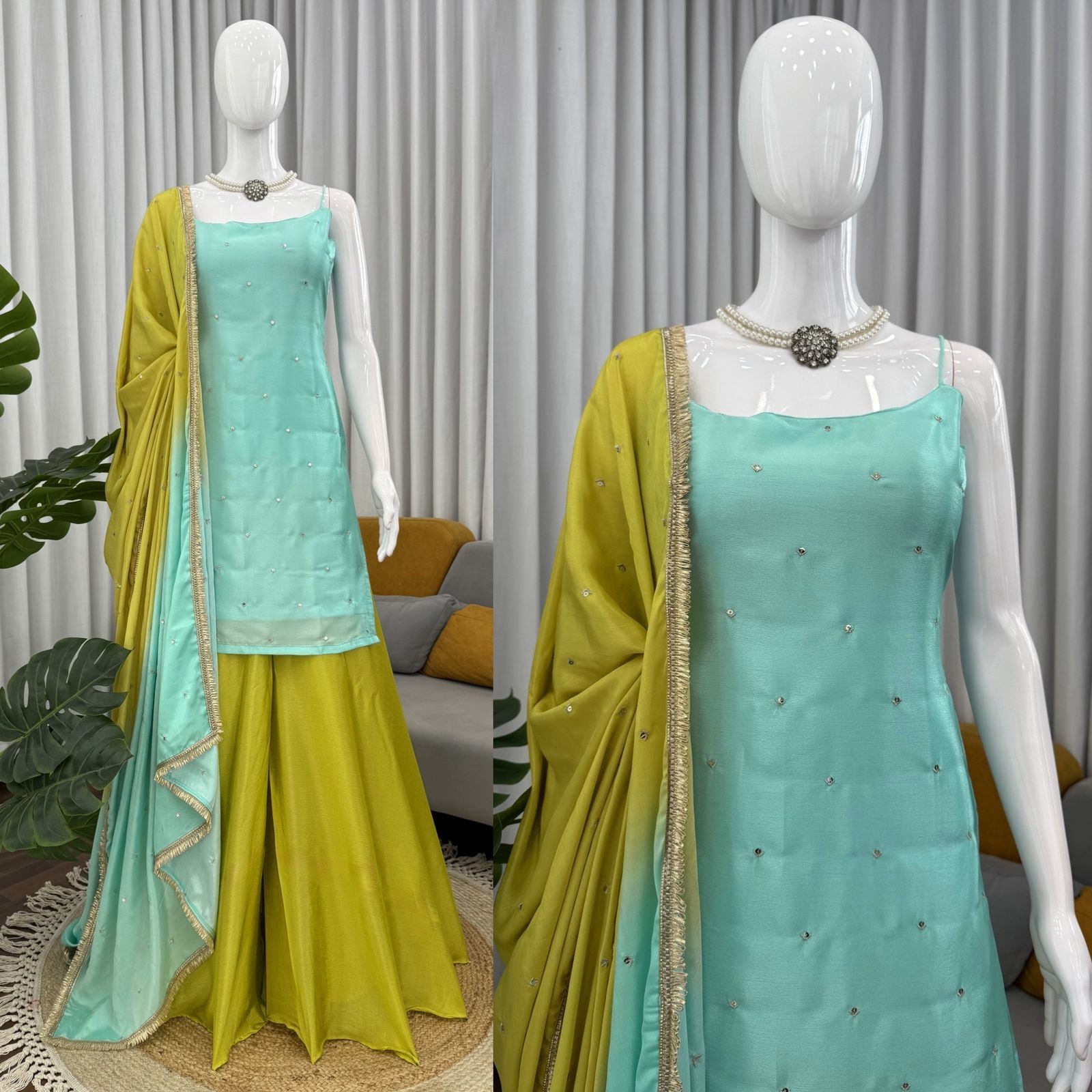 Partywear plazzo suit Bollywood Trending Artical Most Selling Wedding collection