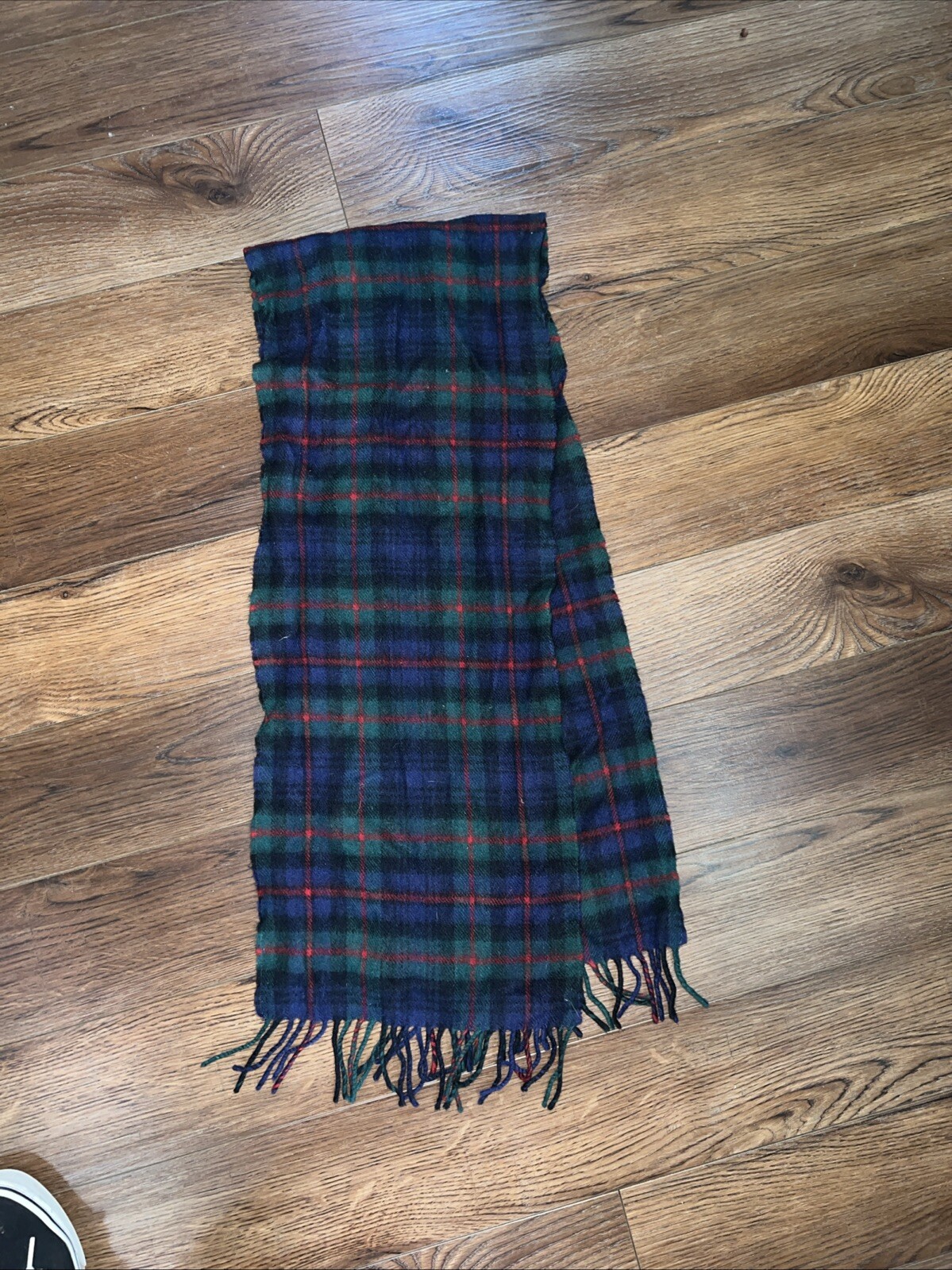 Hector Green Blue Plaid Clan Tartan Wool Scarf Scotland VGC Free Shipping