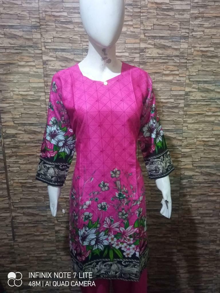 Pakistani Indian Kameez Stitched Size M /Kurti/Top/Tunic/Shirt Pink (1Pice)